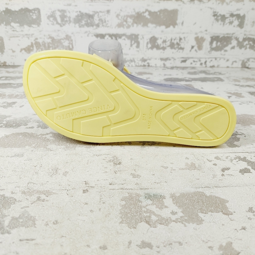 NEW Vince Camuto Evolet Yellow Chain Detail Thong Slide Sandals V86 - Picture 8 of 13